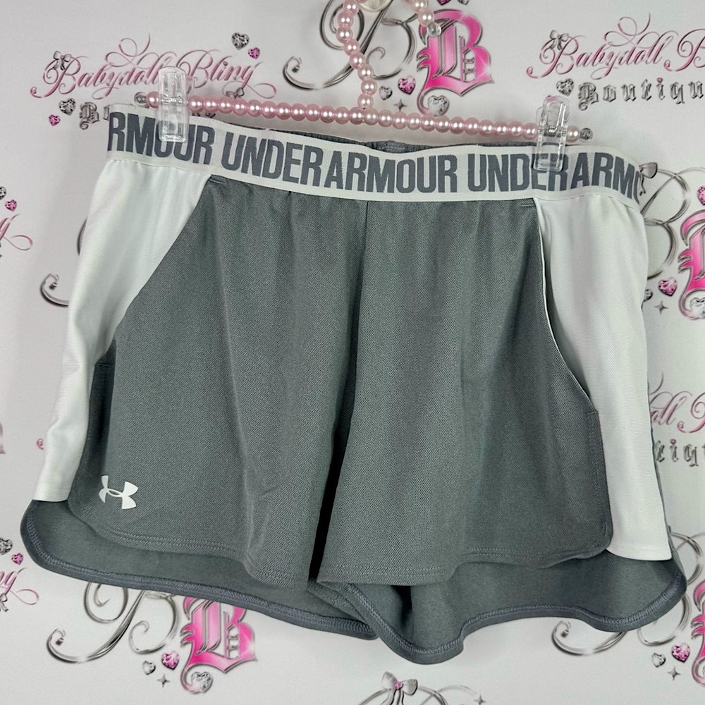 Under armour shorts flowy Women's Athletic Shorts Gray and White
